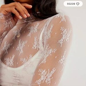 Free People - Sheer Floral Lace Layering Top - L